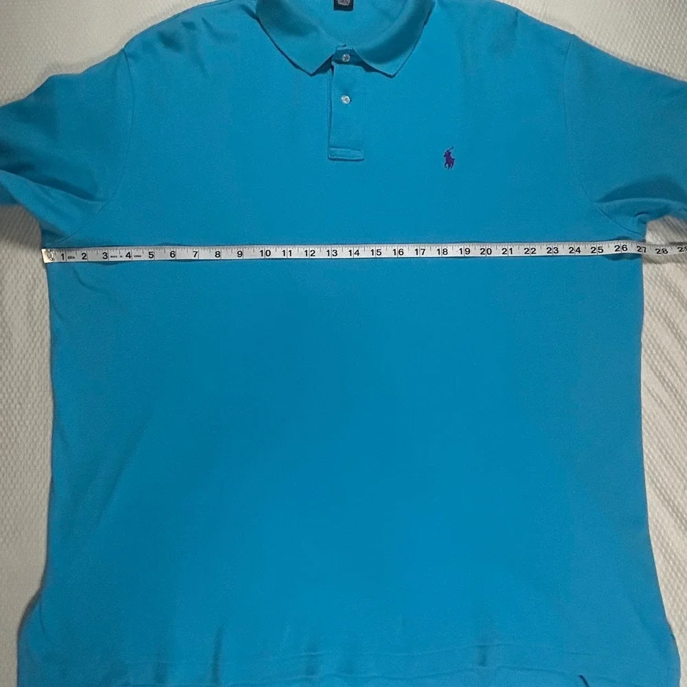 Polo Ralph Lauren Mens XXL Short Sleeve Polo Shirt Turquoise Blue Purple Pony
